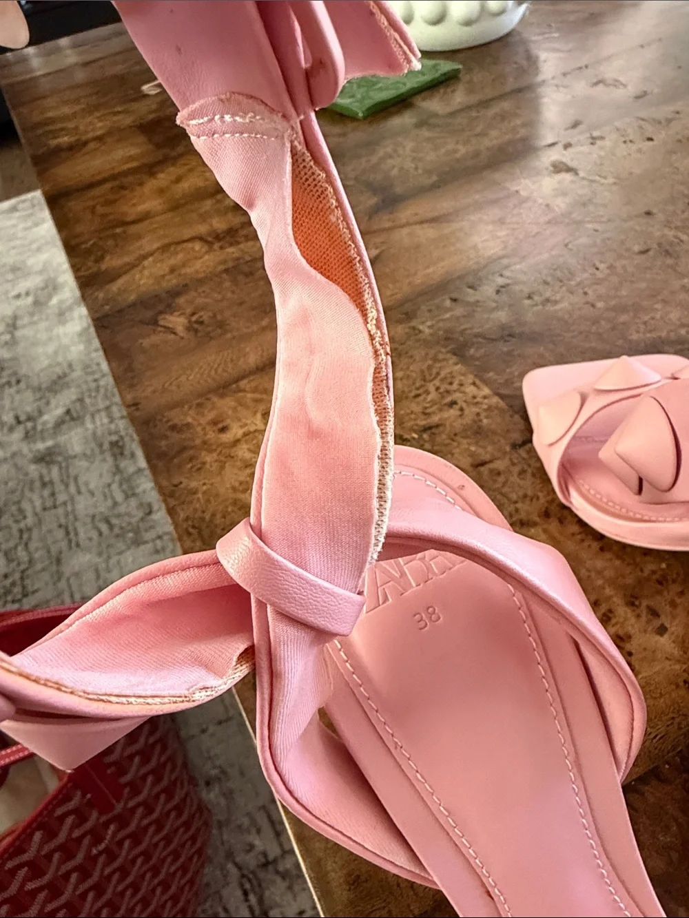 Pink Studded Ankle-Strap Heels - Women